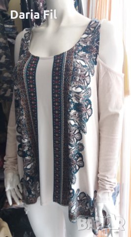 СТРАХОТНА блуза трико с отворени рамене - 2ХЛ/3ХЛ, снимка 3 - Блузи с дълъг ръкав и пуловери - 35274015