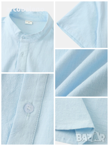 Мъжка памучна риза с яка и къс ръкав, 7цвята , снимка 16 - Ризи - 44901208