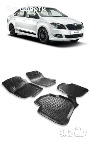Гумени стелки RizLine съвместими с Skoda Rapid 2012-2017, снимка 6 - Аксесоари и консумативи - 48547263