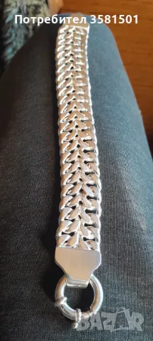 Сребърна Гривна Плетка Двоен Панцер-125грама.🇧🇬, снимка 4 - Гривни - 49368664
