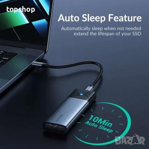 НОВА кутия за M.2 NVMe SSD USB-C 3.2 Gen2 10Gbps, Подържа NVMe M ключ, NVMe 2280/2260/2242/2230, сив, снимка 5 - Кабели и адаптери - 50493195