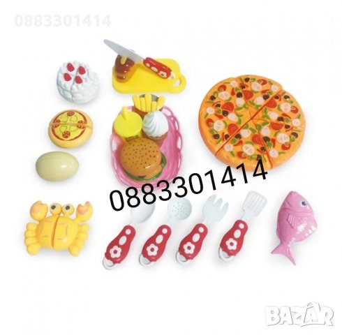 Детски комплект хранителни продукти Пица, бургер и сладкиши 