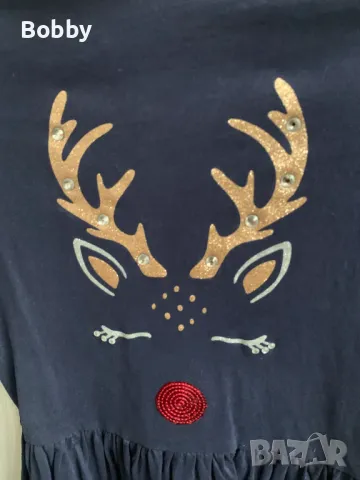 Коледна памучна рокля GEORGE 8-9 год. , снимка 3 - Детски рокли и поли - 48166653