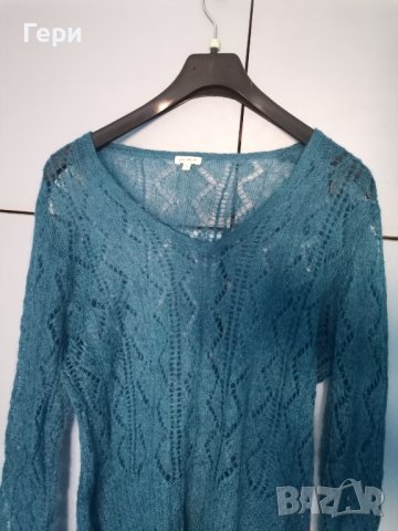 Плетен пуловер в цвят петрол, снимка 3 - Блузи с дълъг ръкав и пуловери - 42987077