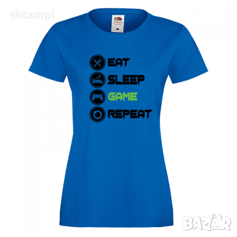 Дамска тениска Game 1 Eat,Sleep,Game,Anime,Repeat,Ядене,Спане,Геймс,, снимка 4 - Тениски - 36420095