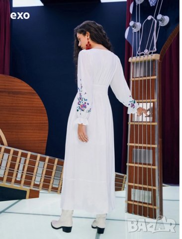 Бяла рокля бродерия, Макси рокля,  рокля бродерия, снимка 3 - Рокли - 43091938