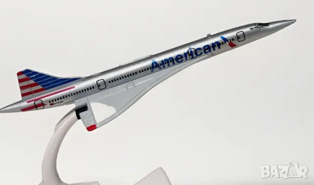 Конкорд самолет модел макет метален American полет небе класа Concorde, снимка 4 - Колекции - 49507385