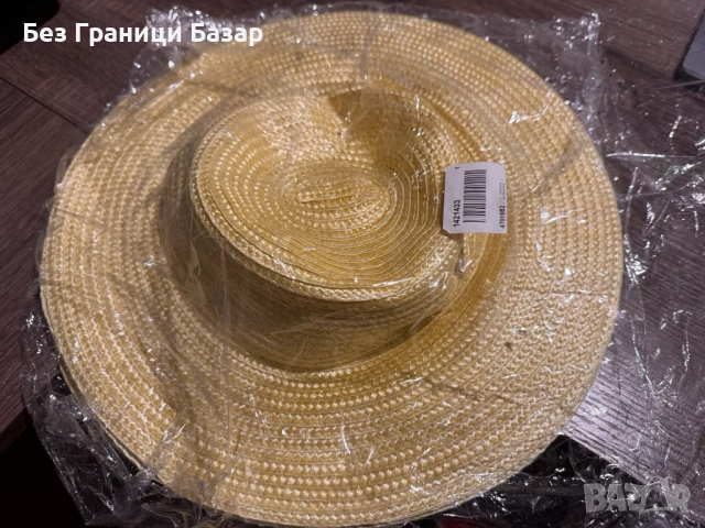 Нов комплект 6 броя Лятна сламена шапка с класически дизайн и широка периферия