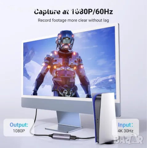 UGREEN Full HD 1080P 60FPS карта за заснемане HDMI към USB A/Type C 4K , снимка 4 - Друга електроника - 50283205