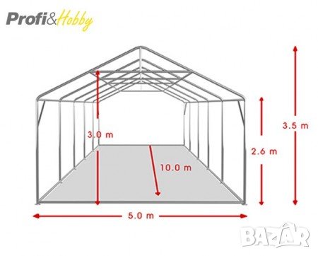 Професионална шатра 5x10 м XXL, огнеустойчив PVC брезент 550 гр/м2, снимка 7 - Други - 28667445