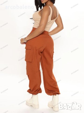 Дамски ежедневни прави карго панталони с много джобове, 2цвята, снимка 5 - Панталони - 42952351