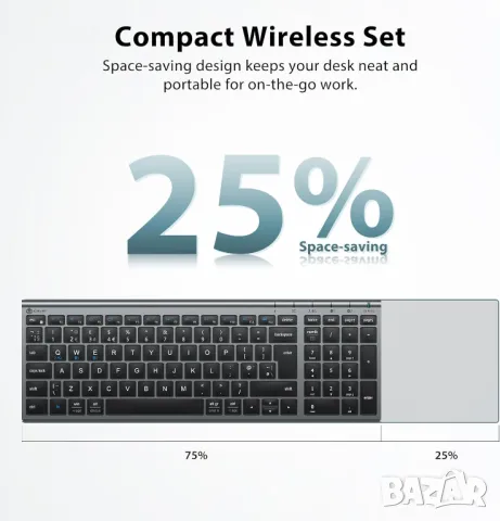 Комплект безжична Bluetooth клавиатура и мишка iClever, акумулаторна с двоен режим (Bluetooth+2.4G), снимка 5 - Клавиатури и мишки - 49405384