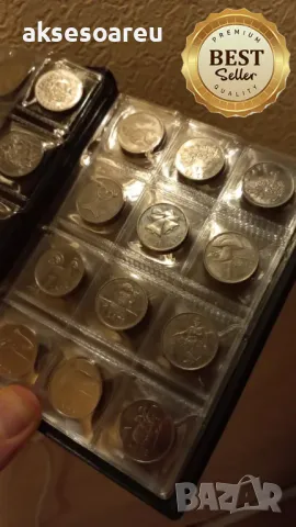 Кожен джобен класьор албум с капачета за 120 монетни пари книга колекция за събиране и подарък, снимка 4 - Нумизматика и бонистика - 49272033