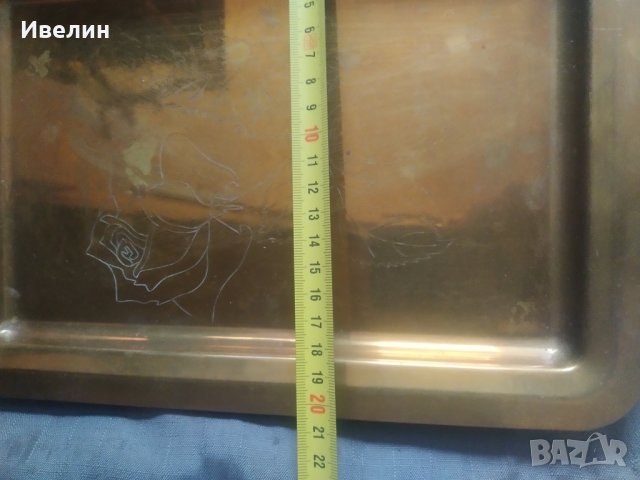 позлатена месингова табла,поднос арт деко, снимка 4 - Антикварни и старинни предмети - 32820689