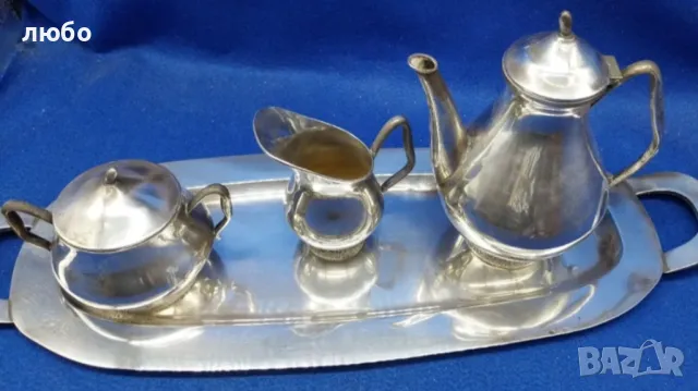 Сребърен Комплект от Поднос със Канички Сребро 0,925-901 грама , снимка 2 - Други ценни предмети - 47291573