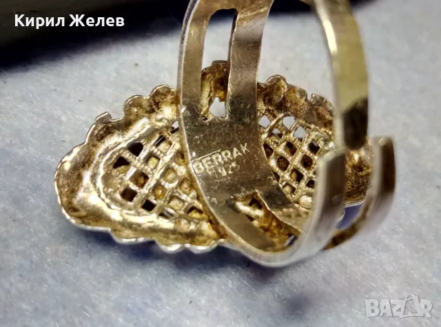 BERRAK 925 Регулируем АР НУВО СТИЛ СКЪПОЦЕНЕН СРЕБЪРЕН ПРЪСТЕН СРЕБРО 925 с ШЛИФОВАН УНАКИТ 49728, снимка 3 - Пръстени - 49346754