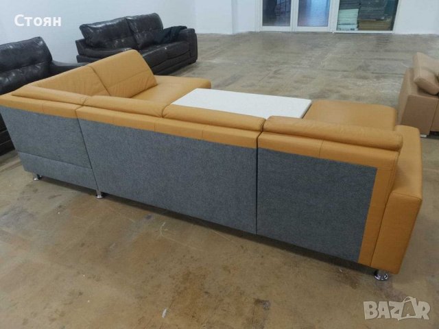 Оранжев кожен ъглов диван "Model 5699" с функция сън, снимка 5 - Дивани и мека мебел - 39329906
