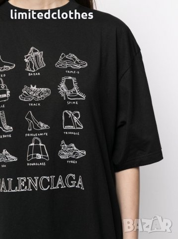 BALENCIAGA White Signature Styles Print Oversized Дамска / Мъжка Тениска size XS (L), снимка 5 - Тениски - 33457010