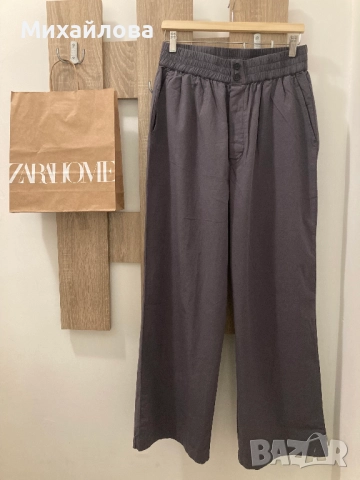 Дълъг памучен панталон на Zara Home, нов с етикет, размер М, снимка 4 - Пижами - 51910790
