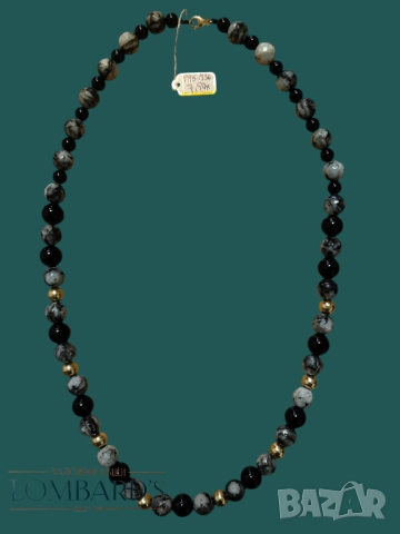 Огърлица злато и оникс 