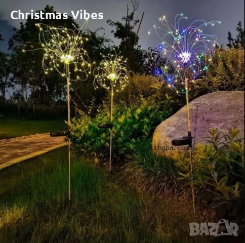 Соларно глухарче (коледна украса) - жълто, шарено - 2бр в опаковка, снимка 7 - Соларни лампи - 52095358