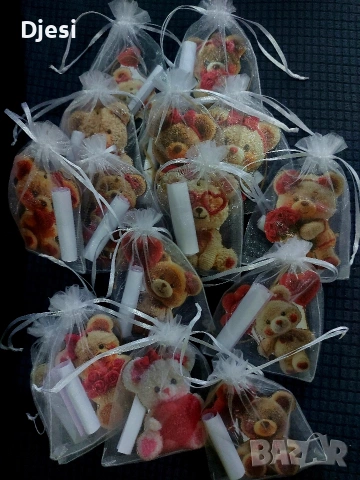 Дървени мечета с късметче за Св. Валентин 