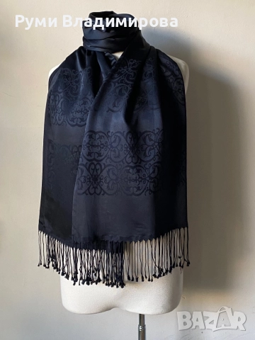 Черен шал от кашмир, снимка 2 - Шалове - 52809773