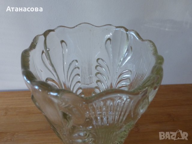 Ретро стъклена ваза 1950 г, снимка 4 - Вази - 43945085
