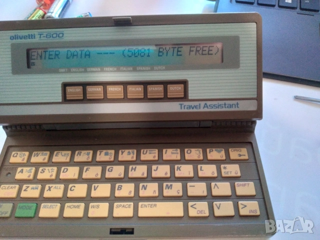 Olivetti T-600 Ретро калкулатор, преводач, органайзер, конвертор, снимка 4 - Друга електроника - 53141744