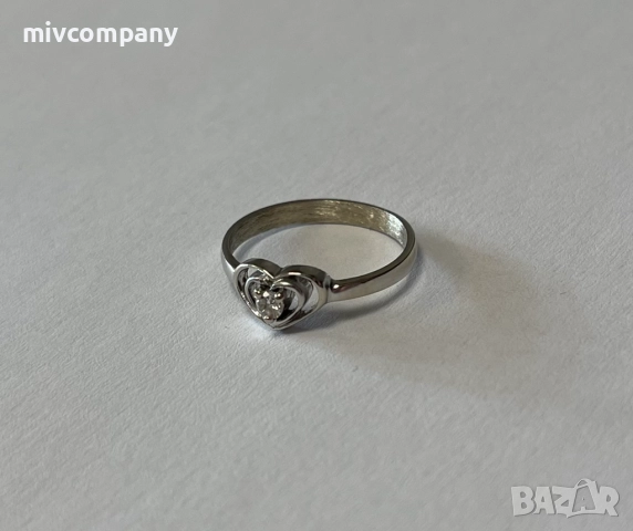 Златен годежен пръстен с диамант 2.14гр.14К+сертификат, снимка 2 - Пръстени - 52848804