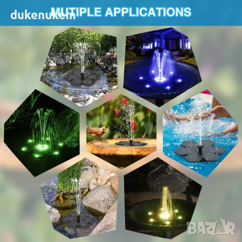 SZMP Соларен фонтан с 12 LED светлини, със забележка, снимка 4 - Градински мебели, декорация  - 52410039