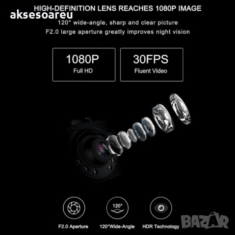 Автомобилна камера видео регистратор за стъкло на кола 1080p Full HD DVR Рекордер Автоматичен изглед, снимка 15 - Аксесоари и консумативи - 37654237