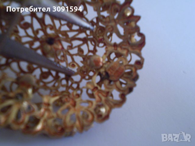 Брошка  със кристал  тип рубини Чехословакия маркирана, снимка 11 - Антикварни и старинни предмети - 35554114