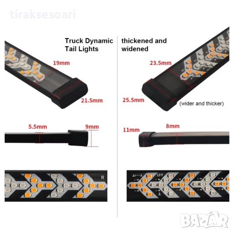 150 СМ LED лента за задна броня с 3 светлини - стоп, габарит и мигач, снимка 6 - Аксесоари и консумативи - 52822659