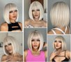 Уникална къса руса перука с бретон, снимка 10