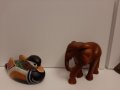 декорация слон и патица дърво, снимка 1 - Антикварни и старинни предмети - 36617392