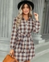 Едноредна модна дамска карирана рокля, 2цвята , снимка 2