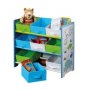 Етажерка за детски играчки-66х59,5х30/детска етажерка с текстилни кутии, снимка 3