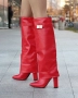 Ботуши на ток - червена кожа, снимка 1