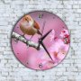 Стенен Часовник - Арт Красив Розови Фон Цветя Малко Пиле