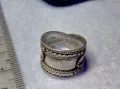 СТАРИНЕН РЕТРО АРТ ОРНАМЕНТИРАН СРЕБЪРЕН ПРЪСТЕН СРЕБРО ВИСОКА ПРОБА МАЙСТОРСКО БИЖУ 34933, снимка 6
