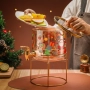 Елегантен стъклен диспенсър за напитки 2.6 L с коледен дизайн и златиста стойка, снимка 5