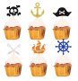 6 бр брокатени топери топер пирати пиратско парти картонени за мъфини кексчета, снимка 3
