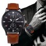 ✨Спортно-елегантен мъжки часовник с кожена каишка и кварцов механизъм - черна/кафява каишка, снимка 3