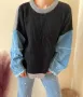 Топли пуловери с ръкав от деним. Син, сив, бежов, черен цвят. С,М,Л,ХЛ, снимка 8