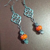 Новите ни Бохо обици с камъни оранжев Хаулит и Лечебният камък Майфанит , снимка 3 - Обеци - 32668707