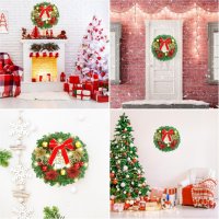 Коледен венец Mеrry Christmas с панделка, снимка 2 - Декорация за дома - 43489539