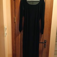 Дълга черна кадифена / плюшена рокля, снимка 1 - Рокли - 44047095