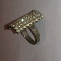 Сребрист дамски пръстен с бляскави кристали -12631, снимка 2 - Други - 28866826