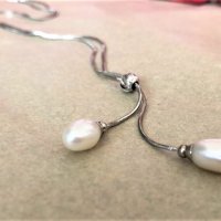 Сребърен синджир с естествени перли , снимка 2 - Подаръци за жени - 28180984